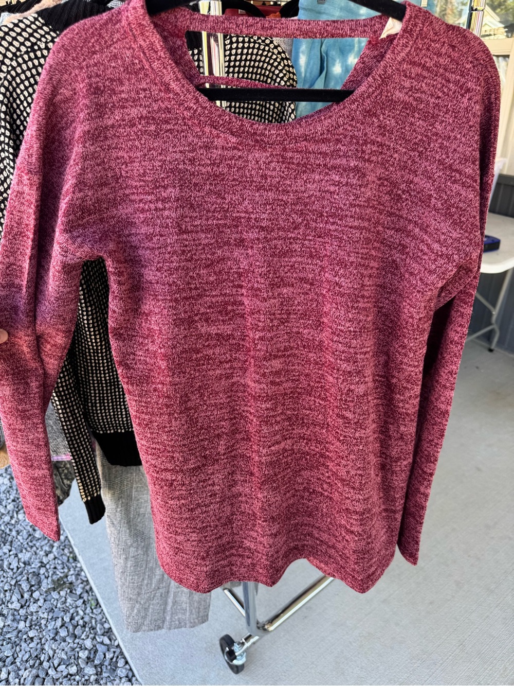Hem & Thread Marled Raspberry Long Sleeve Sweater